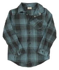 Šedo-modrá kostkovaná flanelová košile F&F