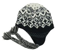 Černo-bílá vzorovaná pletená podšitá čepice Parallel