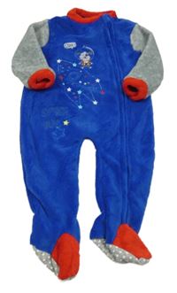 Kobaltově modro-šedý chlupatý overal s raketou a pejskem 