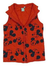 Červená bavlněná zateplená vesta s Mickeym Disney