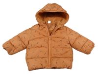 Oranžová šusťáková zimní bunda s kapucí Tex