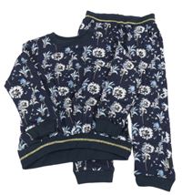 2set - Tmavomodrá mikina s květy + tepláky Hust and Claire