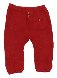 Červené pletené kalhoty s knoflíčky 
