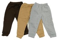 Nové - 3x - Šedé + béžové + čokoládové tepláky