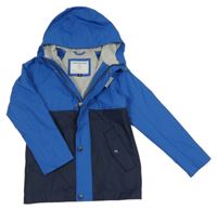 Tmavomodro-modrá nepromokavá jarní bunda s kapucí C&A