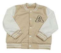 Béžovo-bílá baseballová mikina s písmenkem Shein