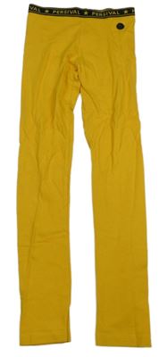 Okrové legíny s nápisy Persival 