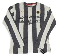 Nové - Šedo-bílé pruhované fotbalové triko Dunnes
