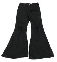 Černé flare rifle s dírami Shein