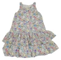 Bílé lehké vrstvené šaty se zvířátky H&M