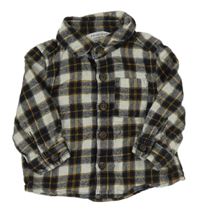 Tmavomodro-bílo-medová kostkovaná flanelová košile Primark