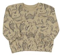 Béžová oversize mikina s dinosaury Primark