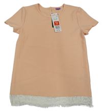 Nové - Broskvová halenka s krajkouF&F