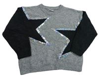 Šedo-černý melírovaný svetr s hvězdičkami s flitry F&F