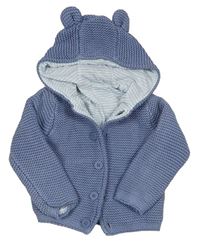 Modrý propínací podšitý svetr s kapucí s oušky Mothercare