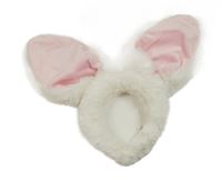 Bílá chlupatá čelenka s oušky - králík
