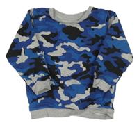 Modro-černo-šedá army melírovaná mikina Matalan