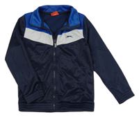 Tmavomodro-bílo-modrá propínací sportovní mikina s logem Slazenger