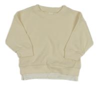 Smetanová žebrovaná mikina se všitým trikem