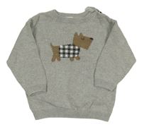 Šedý melírovaný svetr s pejskem H&M