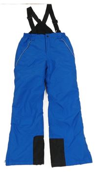 Cobaltově modro-černé šusťákové funkční zimní oteplovačky s kšandami ACTIVE TOUCH