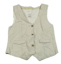 Světlebéžová melírovaná lněná společenská vesta CYRILLUS