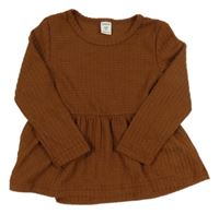 Hnědá žebrovaná úpletová tunika SHEIN