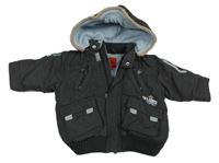 Tmavošedý šusťákový přechodový bomber s odepínací kapucí ESPRIT