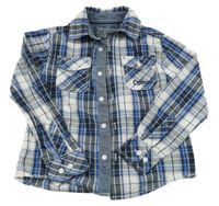 Bílo-safírovo-tmavomodrá kostkovaná košile C&A