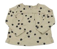 Béžovo-černé puntíkaté triko Tu