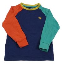 Tmavomodro-červeno-zelené melírované mikinotriko s dinosaurem Next