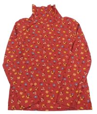 Karmínový rolák s kytičkami a lístečky a žaludy C&A