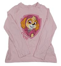 Světlerůžové triko s PAW PATROL - Skye nickelodeon