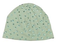 Světlezelená puntíkatá čepice
