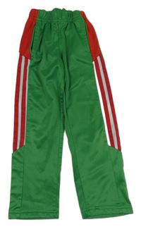 Zeleno-červeno-bílé sportovní tepláky s pruhy