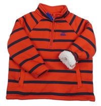 Červeno-tmavomodrá pruhovaná zateplená mikina s autem Tu