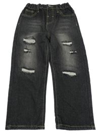 Černé široké rifle s prošoupáním