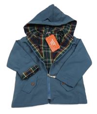 Nové - tmavomodrošedá plátěná jarní bunda s kapucí PatPat