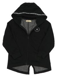 Černá propínací mikina s nápisy a hvězdičkou a kapucí silversun