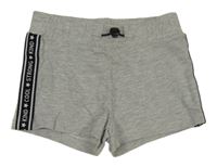 Šedo-černé melírované teplákové kraťasy s nápisy C&A