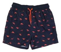 Tmavomodré plážové kraťasy s dinosaury YIGGA