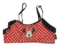 Červeno-bílo-černá puntíkatá plavková lambáda s Minnie a volánky Disney