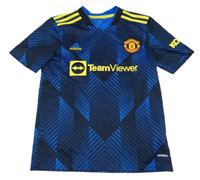 Černo-modré vzorované funkční fotbalové tričko Manchester United Adidas