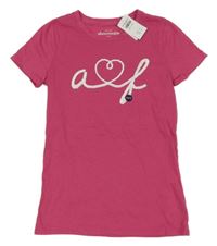 Nové - tmavorůžové tričko s logem z flitrů Abercrombie&Fitch