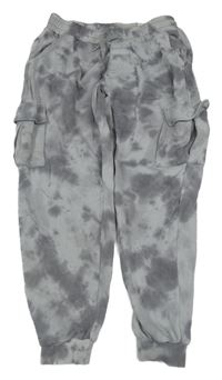 Šedo-světlešedé batikované cargo tepláky H&M