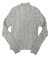 Šedý melírovaný žebrovaný úpletový crop rolák PRIMARK