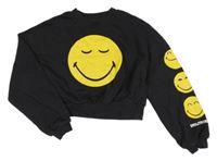 Černá crop mikina se smajlíky H&M