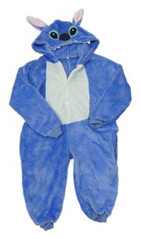 Kostým - Modrá plyšová kombinéza s kapucí - Stitch