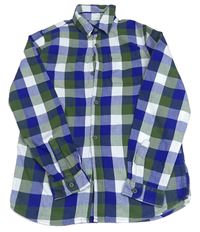 Safírovo-khaki-bílá kostkovaná košile F&F