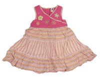 Tmavorůžovo-růžové lehké aty sp ruhy a květy s flitry C&A
